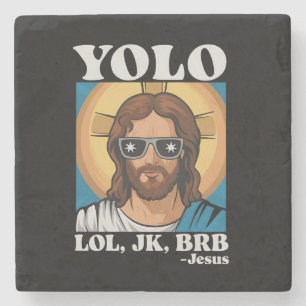 Posavasos De Piedra YOLO LOL JK BRB Jesus Funny Easter