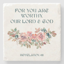You Are Worthy — Watercolor Floral Stone Coaster