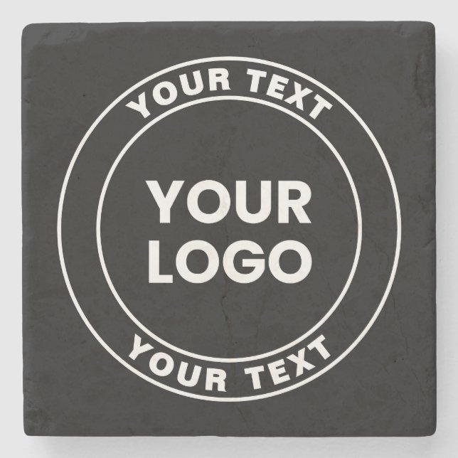Posavasos De Piedra Your Uploaded Logo + Bold Circular Text  (Anverso)