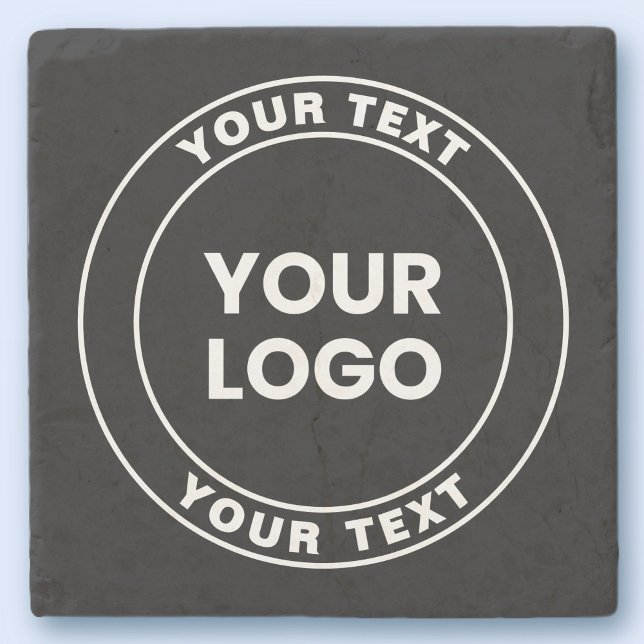 Posavasos De Piedra Your Uploaded Logo + Bold Circular Text  (Subido por el creador)
