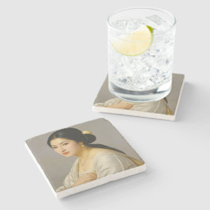 Posavasos De Piedra "Yuki Mori" Retrato de mujer de arte fino
