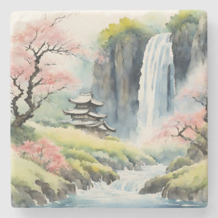 Posavasos De Piedra Zen Casa de Coaster de Acuarela