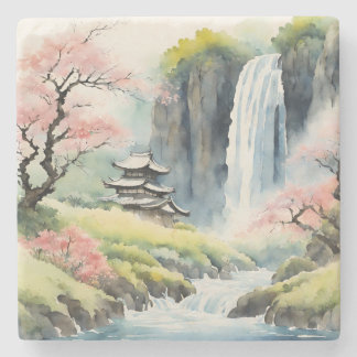 Posavasos De Piedra Zen Casa de Coaster de Acuarela