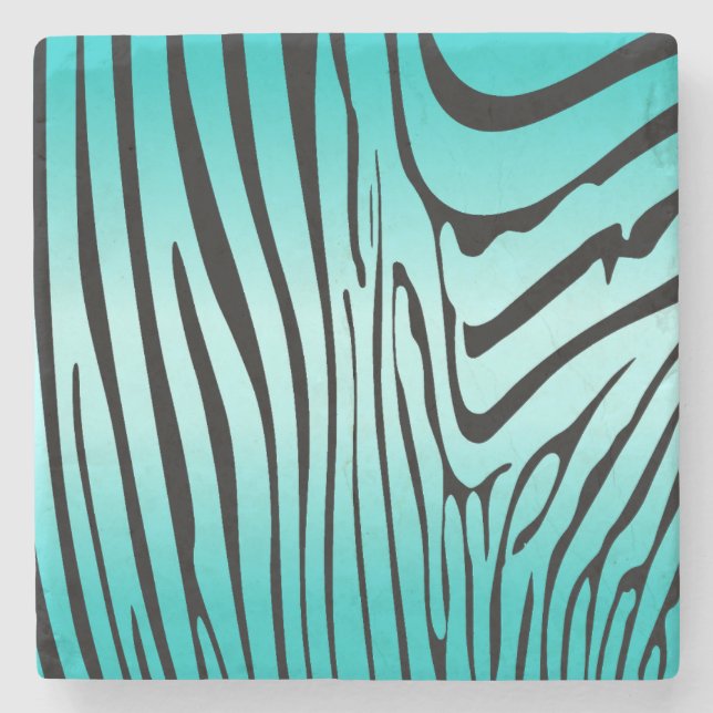 Posavasos De Piedra Zesty Zebra Cyan (Anverso)