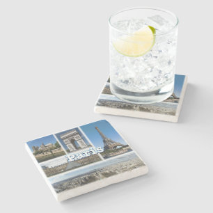 Posavasos De Piedra zFR032 TOUR EIFFEL y PARIS, Francia, Europa,