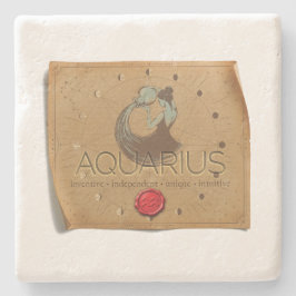 Posavasos De Piedra Zodiac - Aquarius - Coaster