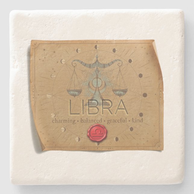 Posavasos De Piedra Zodiac - Libra - Coaster (Anverso)