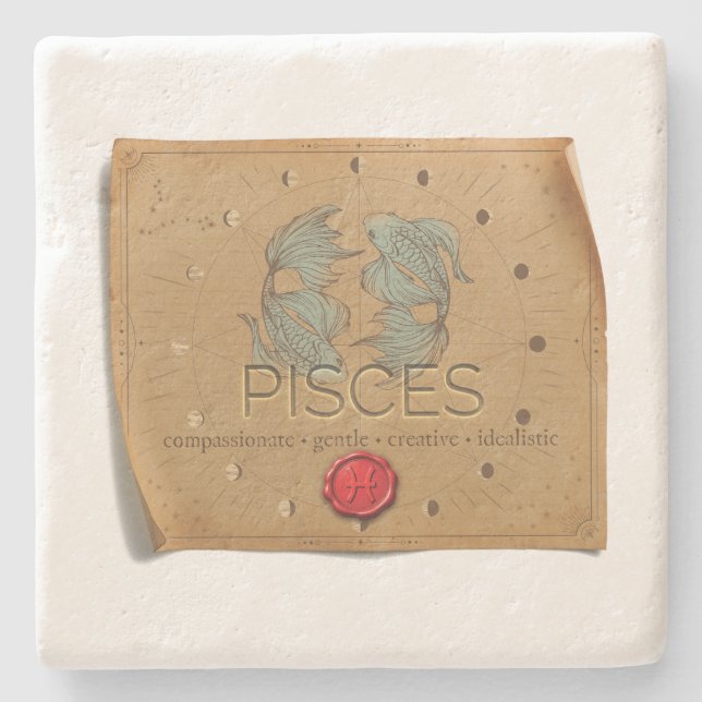 Posavasos De Piedra Zodiac - Pisces - Coaster (Anverso)