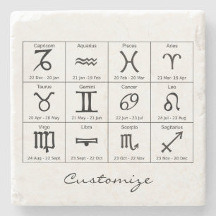 Posavasos De Piedra Zodiac Sun Rótulo Astrología Calendario Thunder_