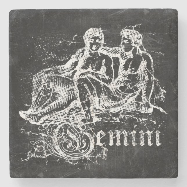 Posavasos De Piedra Zodiac Vintage Gemini (Anverso)
