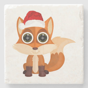 Posavasos De Piedra Zorro Lindo de Navidad Dibujos Animados Animal Fes