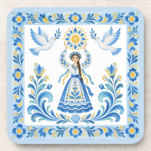 Posavasos de Pintura Tavriana Doncella Arte Popula