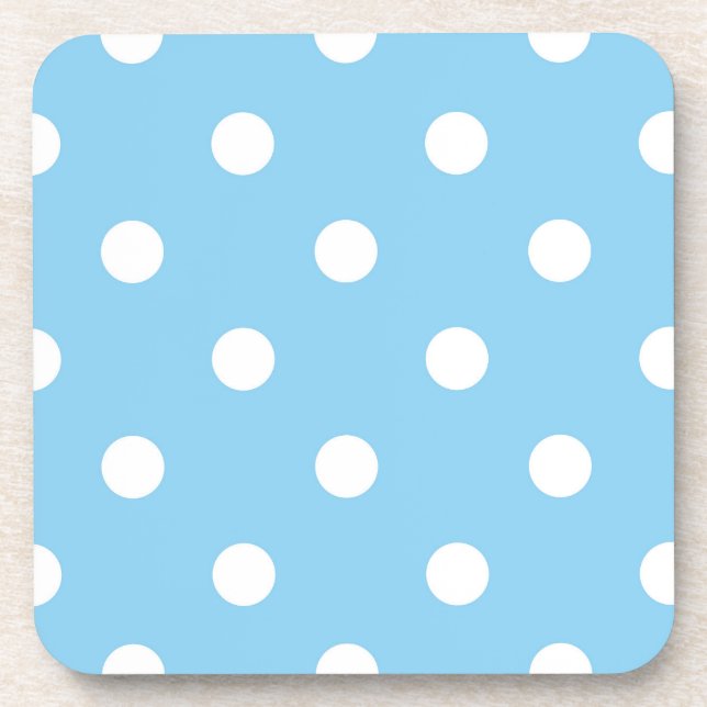 Posavasos de Plástico Azul con Lunares Blancos (Frente)
