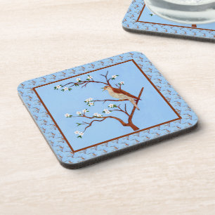 Posavasos de plástico con mosaico de ruiseñor