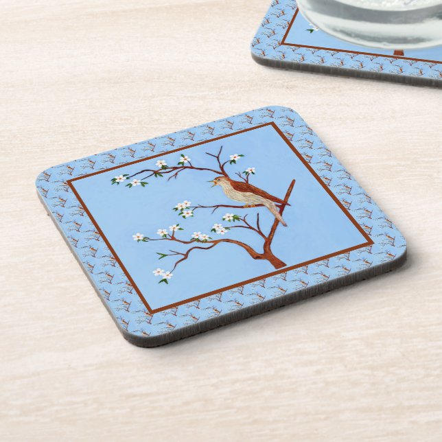 Posavasos de plástico con mosaico de ruiseñor (Lado Izquierdo)