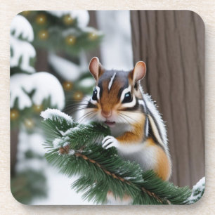 Posavasos de plástico de ardilla de Navidad
