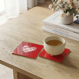 Posavasos de plástico de corazón rojo moderno