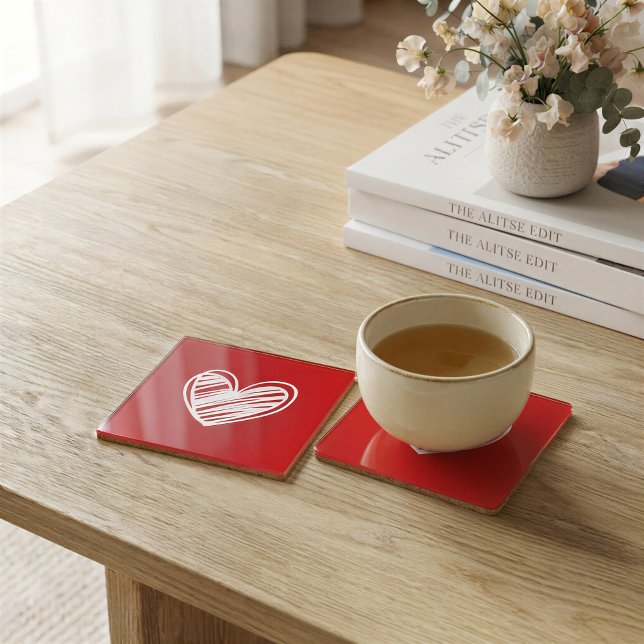 Posavasos de plástico de corazón rojo moderno (Subido por el creador)