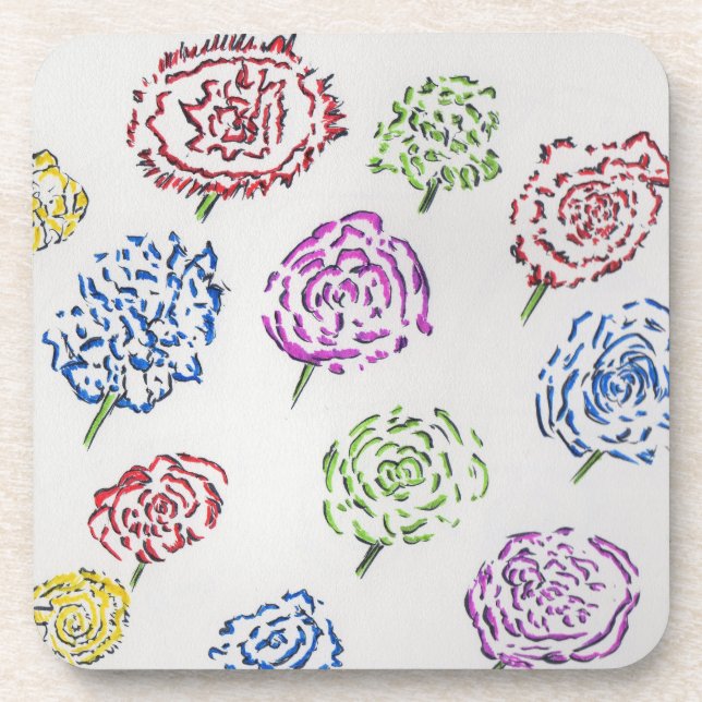 Posavasos de plástico duro con diseño floral (Frente)