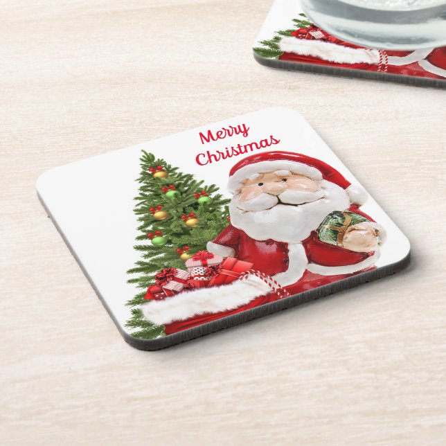 Posavasos de plástico duro de Santa Claus Navidad (Lado Izquierdo)