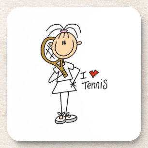Posavasos de plástico duro de tenis que amo femeni
