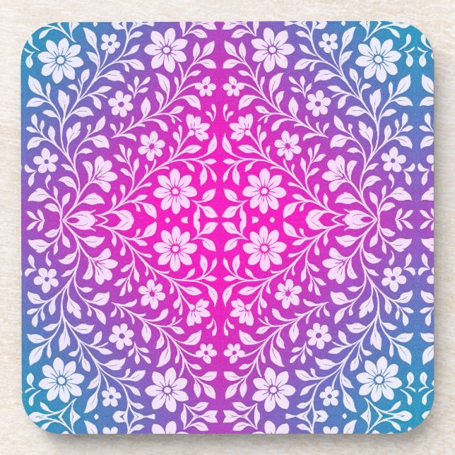 Posavasos de plástico duro floral boho (Frente)