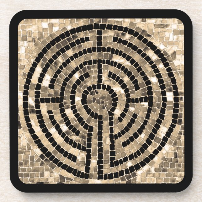 Posavasos de plástico duro LABYRINTH V - Negro (Frente)