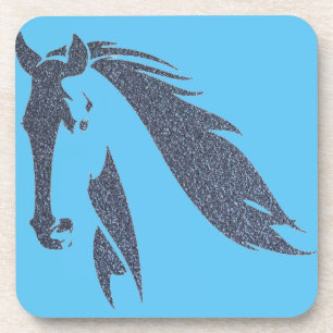 Posavasos de plástico duro Sparkle Caballo Azul