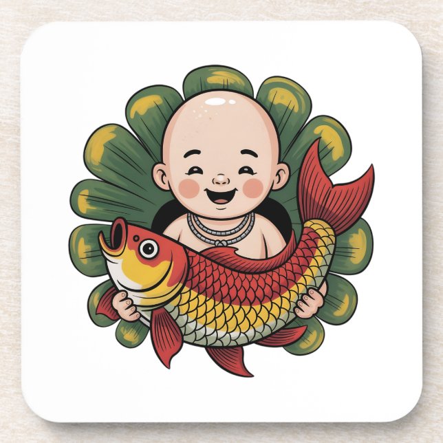 Posavasos de plástico duro | Un chico lindo con un (Frente)