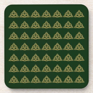 Posavasos de plástico verde con Nudo de la Trinida