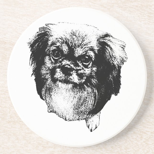 Posavasos de Spaniel Tibetano - Arte de Perro Mono (Frente)