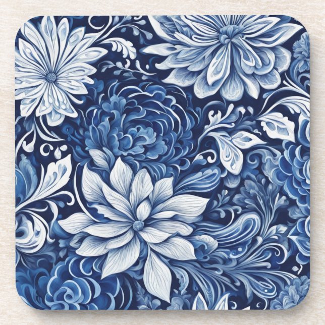posavasos de tapiz de pétalo índigo (Frente)