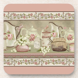 Posavasos de Té de Melocotón Vintage y Rosas