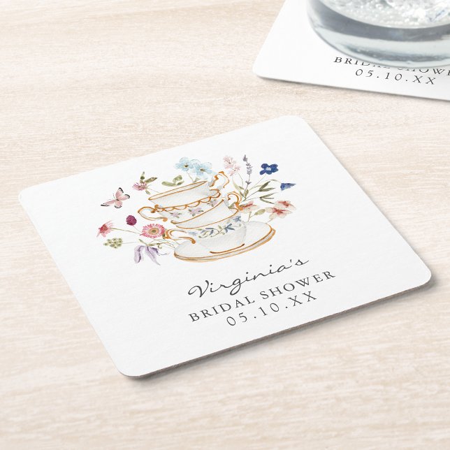 Posavasos de té para despedida de soltera (Tea Bridal Shower Coaster by Painted Paperie
)