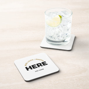 Posavasos de texto con foto de logotipo comercial