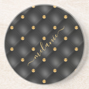 Posavasos de tu nombre con diamantes y oro negro