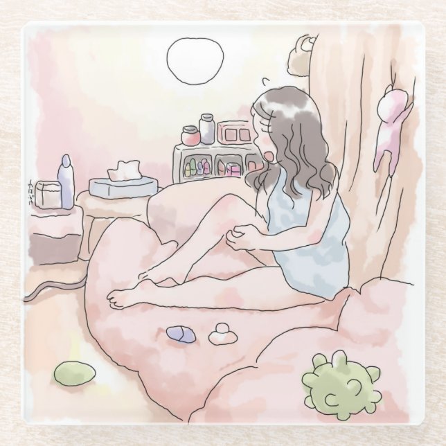 POSAVASOS DE VIDRIO さにれにじ　　リラックス (Anverso)
