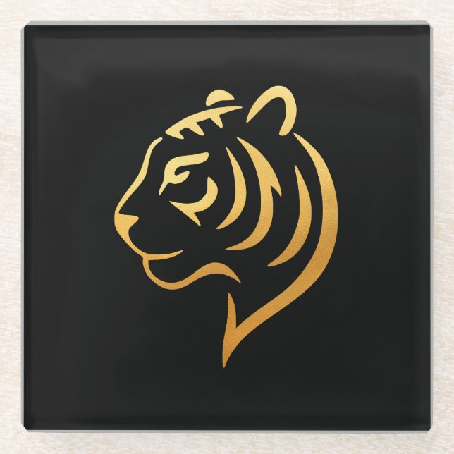 Posavasos De Vidrio 黄金の虎 Gold Tiger – Japanese Minimalist (Anverso)