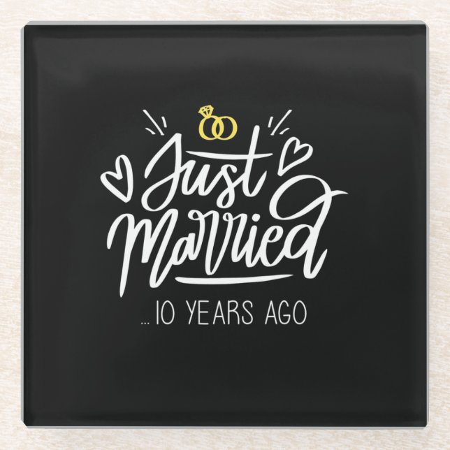 Posavasos De Vidrio 10.º Aniversario Boda (Anverso)