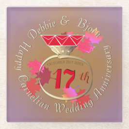 Posavasos De Vidrio 17.º Aniversario Boda Carnelian