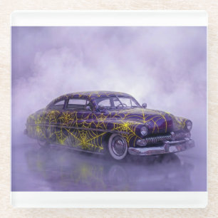 Posavasos De Vidrio 1950 Mercurio Morado Con Telaraña