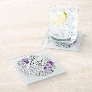 Posavasos De Vidrio 1 Corintios 13:4 El amor es la floral violeta del