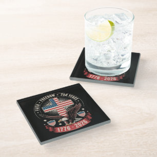 Posavasos De Vidrio 250º Aniversario USA Fe Libertad 4 de Julio