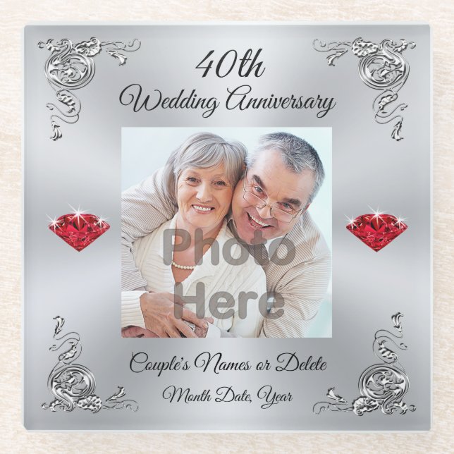 Posavasos De Vidrio 40.as ideas baratas del regalo del aniversario, (Anverso)