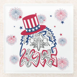 Posavasos De Vidrio 4 de julio Día de la Independencia Águila American