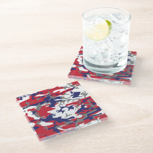 Posavasos De Vidrio 4 de julio, Día de la Independencia, Gris Camuflaj