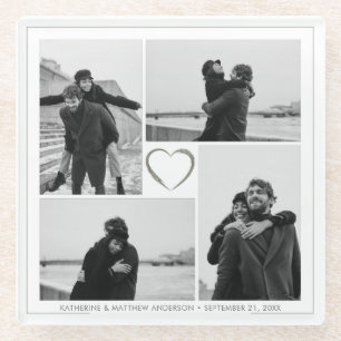 Posavasos De Vidrio 4 Photo Collage Wedding Anniversary 