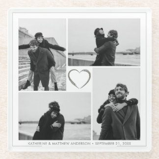 Posavasos De Vidrio 4 Photo Collage Wedding Anniversary 