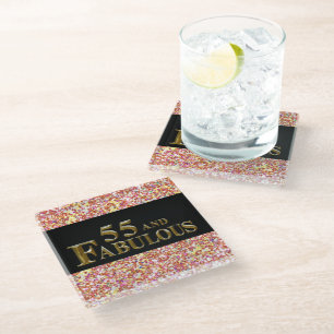 Posavasos De Vidrio 55 cumpleaños