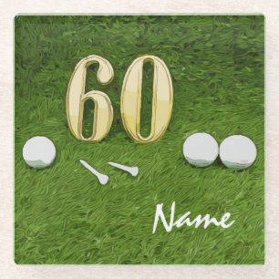 Posavasos De Vidrio 60.ª bola de golf de cumpleaños y tee para golfi